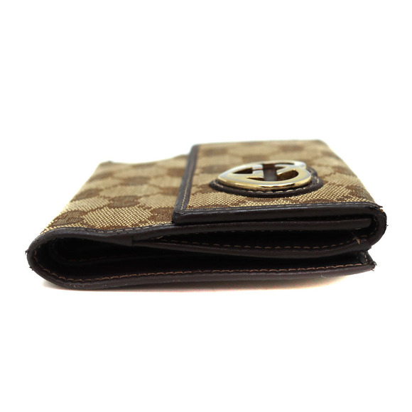 Gucci Double hook Wallet Beige Brown Canvas Leather - Picture 4 of 8